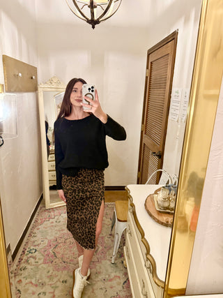 Denim Leopard Skirt