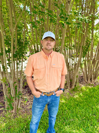 Peach Stripe Button Up