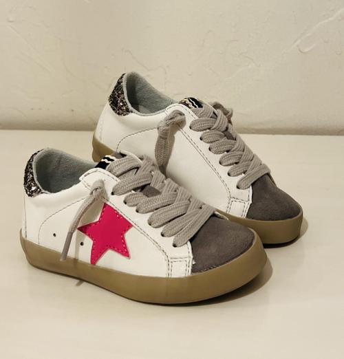 Amiee Lace-UP Pink Star Toddler Sneaker
