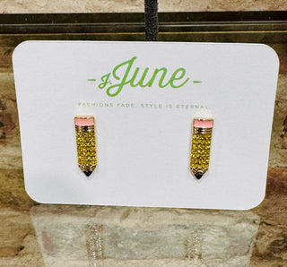 Pave Pencil Stud Earrings