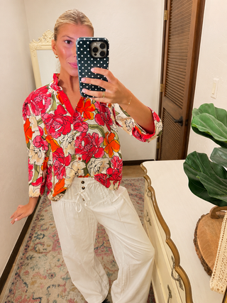 Eva Red Floral Blouse