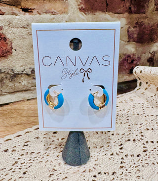 Teal Huggie Hoops
