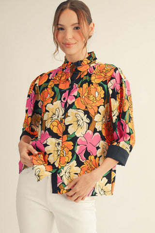 Floral Black Standout Blouse