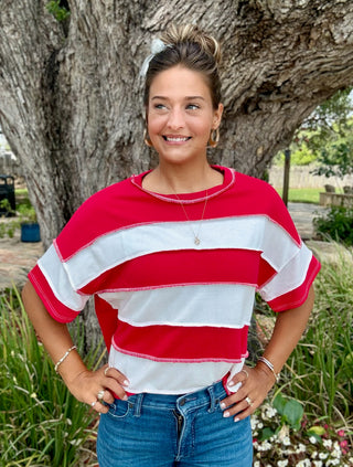 Ruby Red Striped Top