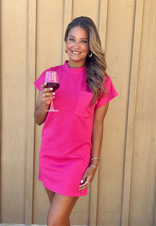 Prissy Pink Textured Dress
