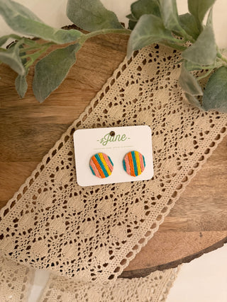 Threaded Button Stud Earrings