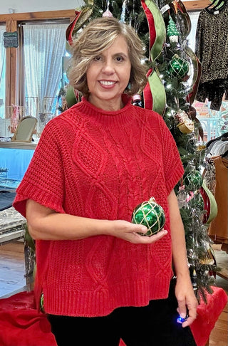 Claude Cable Knit Sweater - Red