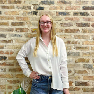 White Woven Button-Down Blouse