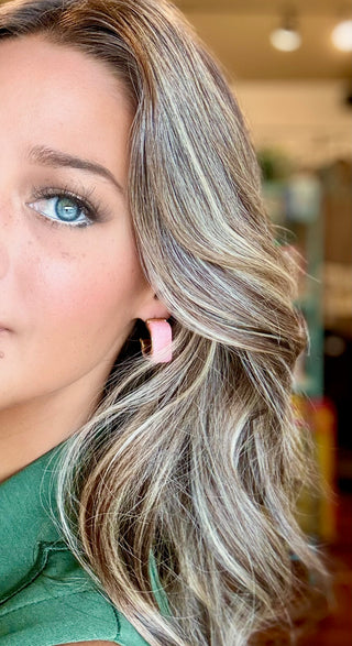 Color Coded Hoop Earrings - Pink