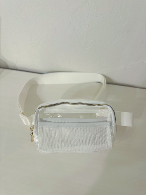 Clear, White-lined Belt Bag