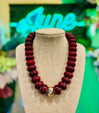 San Sebastian Maroon Beaded Necklace