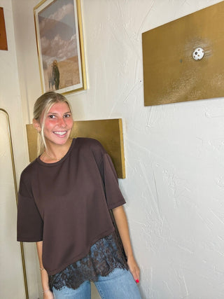 Chocolate Lace Trim Top