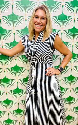 Heidi Navy Striped Dress