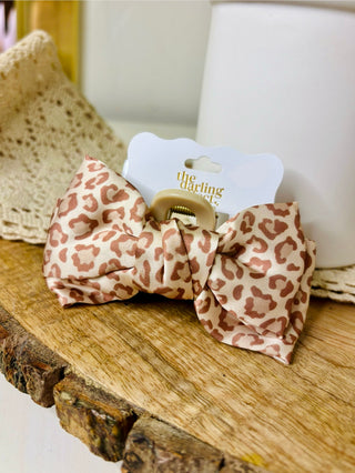Mini Satin Cheetah Bow Clip