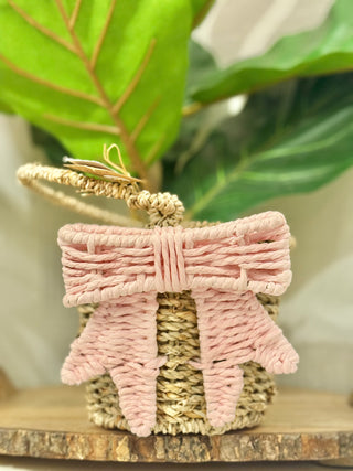 Pink Woven Bow Basket