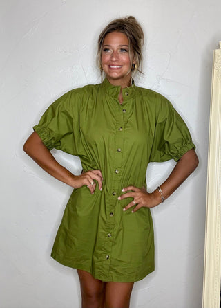 Amelia Olive Dress