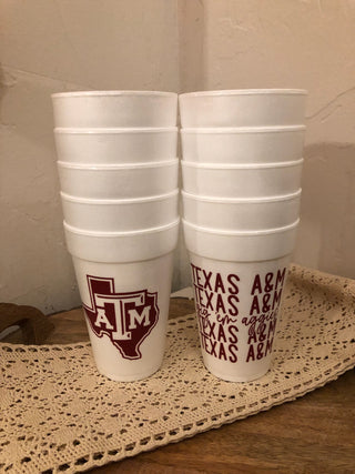 Gig'Em Texas A&M cups