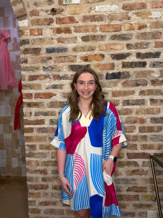 Blue Magenta Abstract Dress