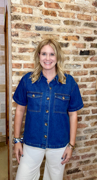 Paisley Denim Button Up