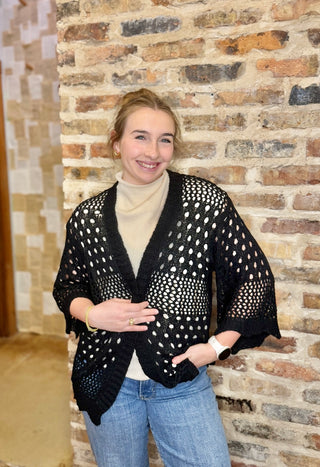 Jeanie Crochet Cardigan - Black