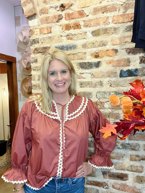 Chestnut Scallop Blouse