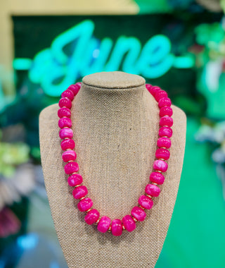 Capri Beaded Necklace - Hot Pink