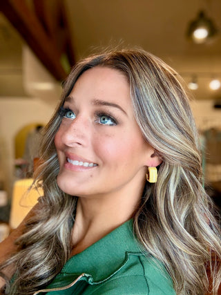 Color Coded Hoop Earrings - Yellow