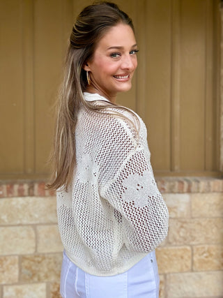 Marie White Knitted Cardigan