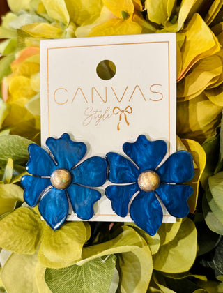 Sophie Navy Flower Stud