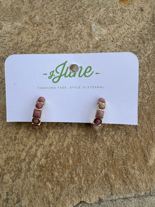 Mauve Stone Hoops