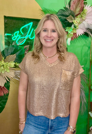 Rue Metallic Sweater Top