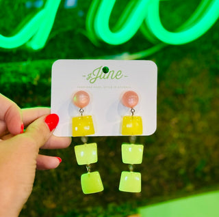 Pink & Yellow Geometric Statement Earrings