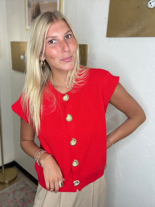 Shelly Red Knit Top