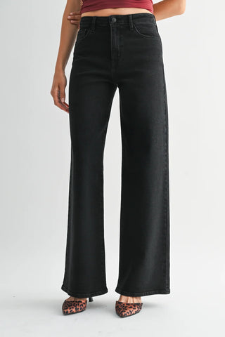 Alix Stetchy Wide Leg Jeans - Black