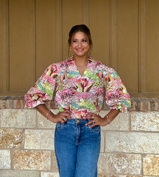 NEW Print Top: PINK MIX / M