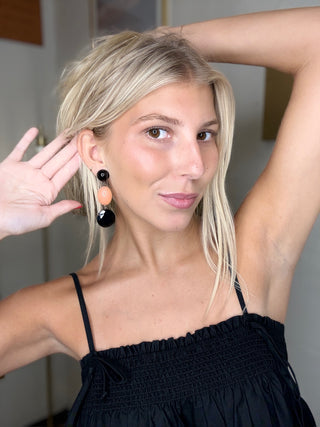 Black & Tangerine Drop Earrings