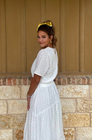 Rita White Eyelet Set