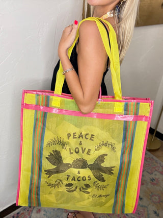 Taco Dove Large Yellow Mesh Tote