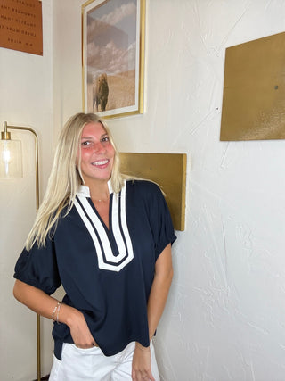 Monica Navy Top