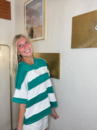 Kelly Green Striped Top