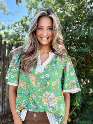 Sage Paisley Top