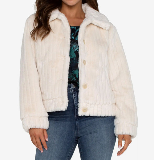 Cream Fur Trucker Jacket