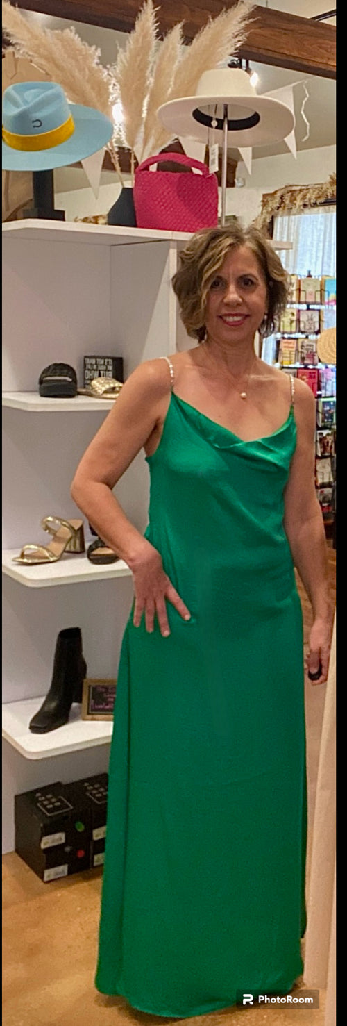 Pearl Strap Green Dress