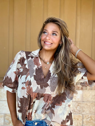 Aubrey Mocha Blouse