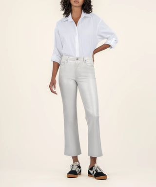 Kelsey High Rise Fab Ab Silver Flare Pant