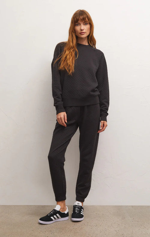 Slim Quilted Jogger Black
