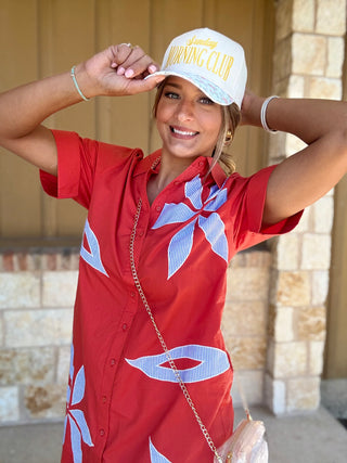 Cora Coral Shirt Dress