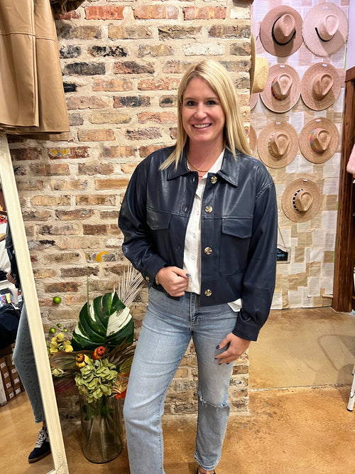 Button up leather jacket clearance