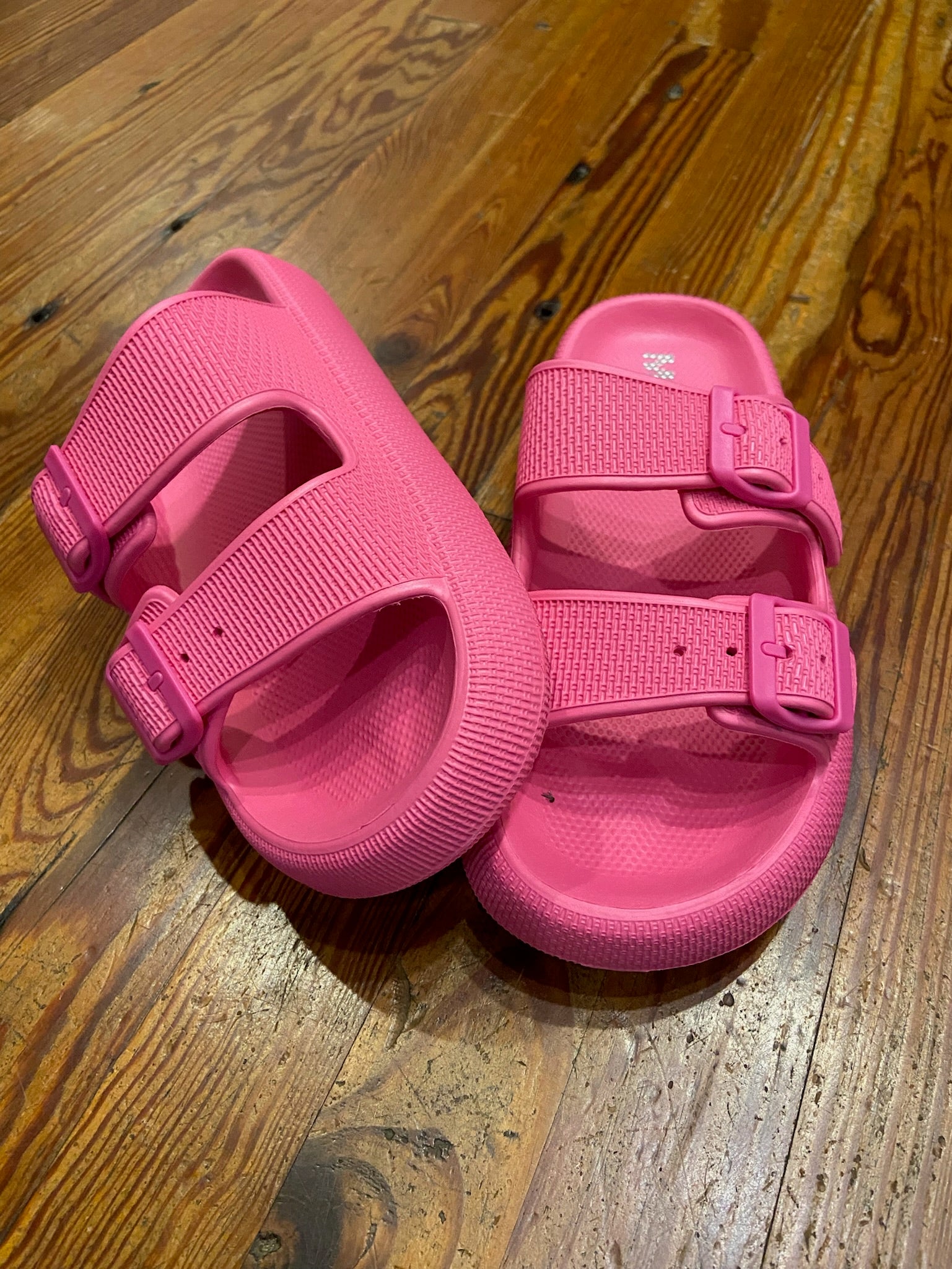 Hot Pink Dual Buckle Strap Sandal