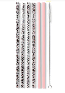 Luxy Leopard & Blush Tall Straw Set